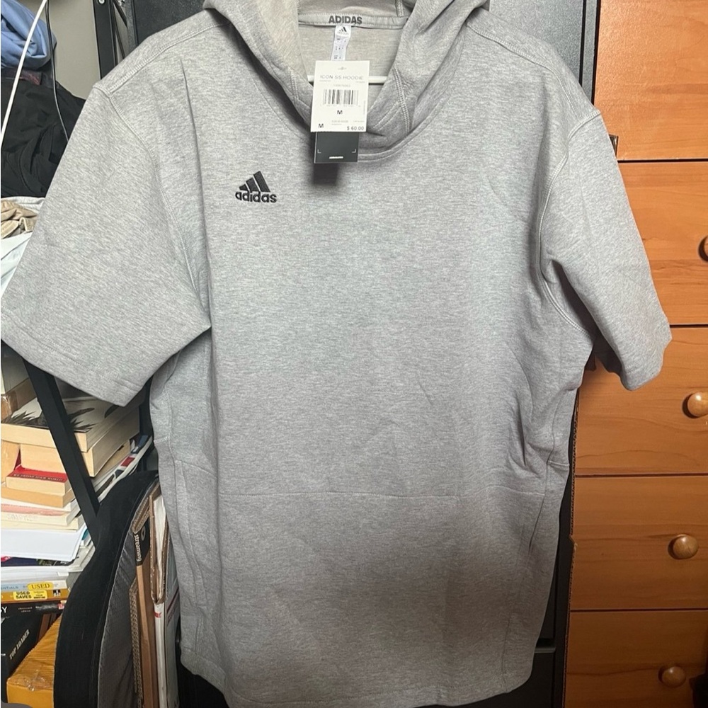 Adidas Heather Gray Hoodie short sleeves